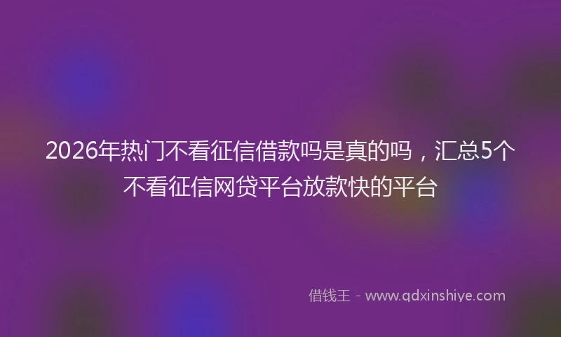 2026年热门不看征信借款吗是真的吗，汇总5个不看征信网贷平台放款快的平台