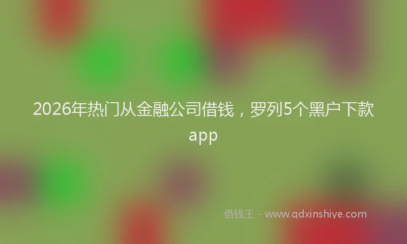 2026年热门从金融公司借钱，罗列5个黑户下款app