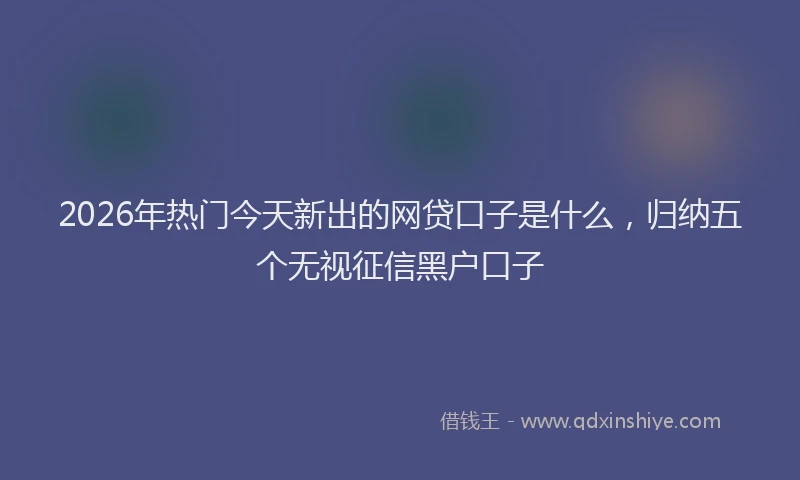 2026年热门今天新出的网贷口子是什么，归纳五个无视征信黑户口子