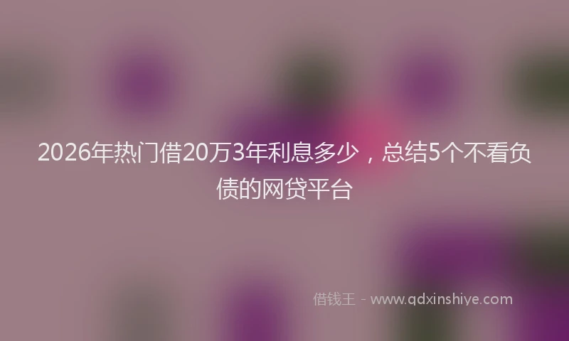 2026年热门借20万3年利息多少，总结5个不看负债的网贷平台
