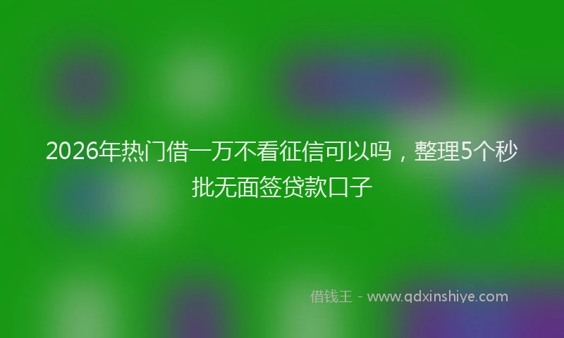 2026年热门借一万不看征信可以吗，整理5个秒批无面签贷款口子