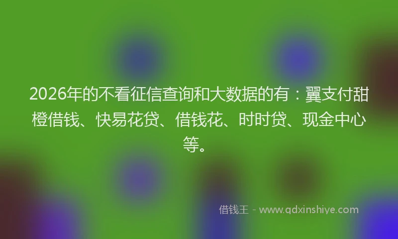2026年的不看征信查询和大数据的有：翼支付甜橙借钱、快易花贷、借钱花、时时贷、现金中心等。