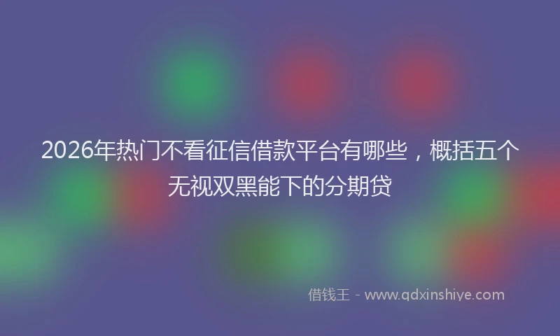 2026年热门不看征信借款平台有哪些，概括五个无视双黑能下的分期贷