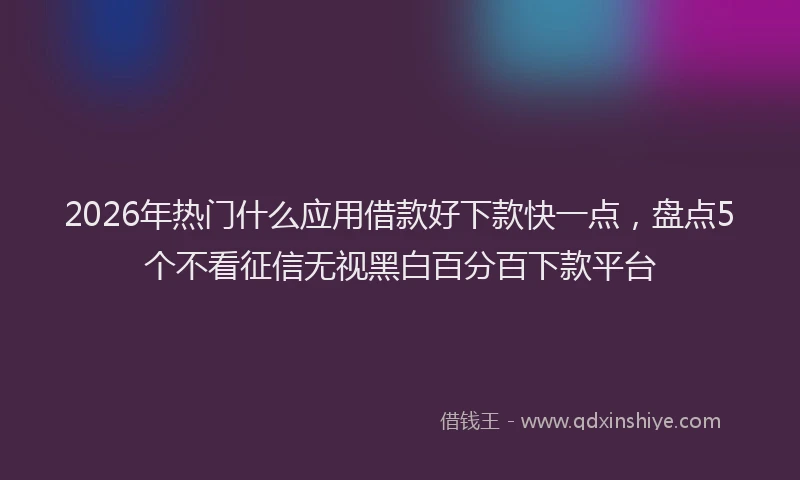 2026年热门什么应用借款好下款快一点，盘点5个不看征信无视黑白百分百下款平台