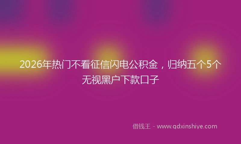 2026年热门不看征信闪电公积金，归纳五个5个无视黑户下款口子