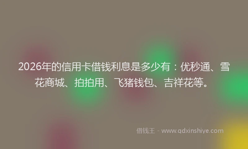 2026年的信用卡借钱利息是多少有：优秒通、雪花商城、拍拍用、飞猪钱包、吉祥花等。