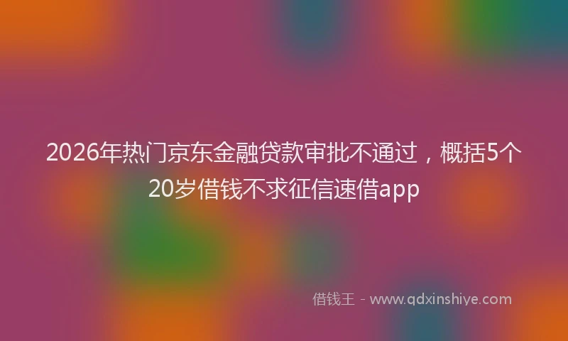 2026年热门京东金融贷款审批不通过，概括5个20岁借钱不求征信速借app