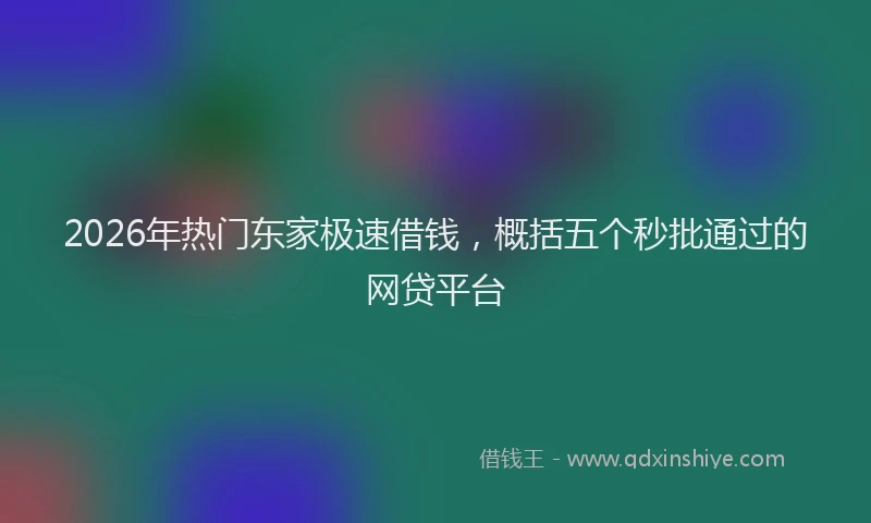 2026年热门东家极速借钱，概括五个秒批通过的网贷平台