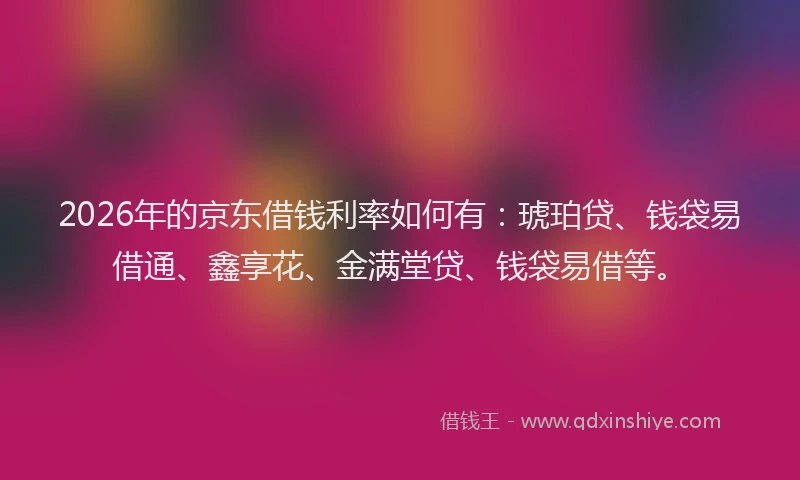 2026年的京东借钱利率如何有：琥珀贷、钱袋易借通、鑫享花、金满堂贷、钱袋易借等。