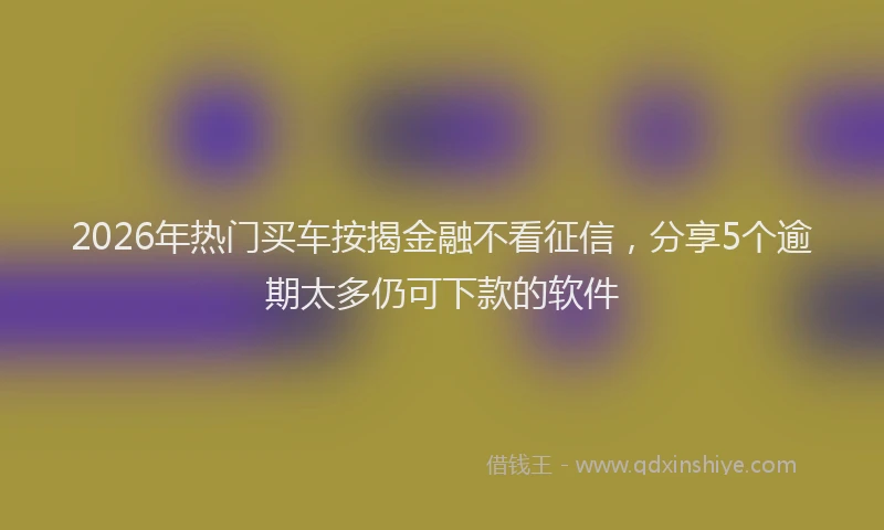 2026年热门买车按揭金融不看征信，分享5个逾期太多仍可下款的软件