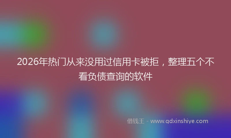 2026年热门从来没用过信用卡被拒，整理五个不看负债查询的软件
