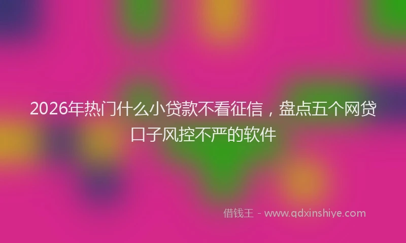 2026年热门什么小贷款不看征信，盘点五个网贷口子风控不严的软件