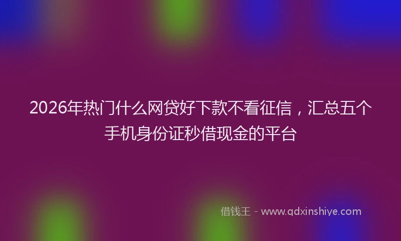 2026年热门什么网贷好下款不看征信，汇总五个手机身份证秒借现金的平台
