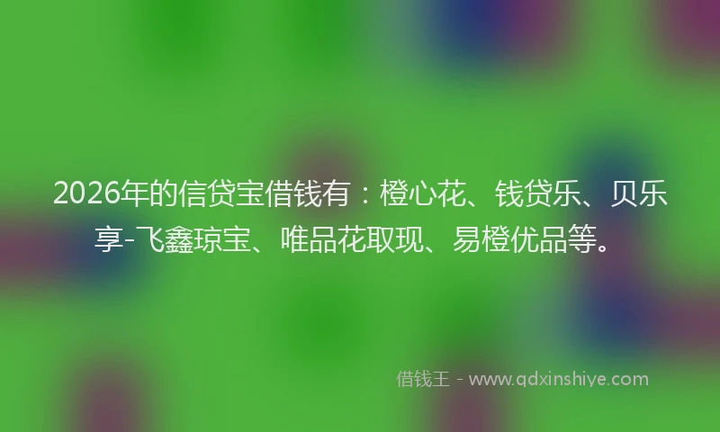 2026年的信贷宝借钱有：橙心花、钱贷乐、贝乐享-飞鑫琼宝、唯品花取现、易橙优品等。