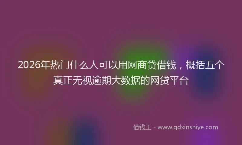 2026年热门什么人可以用网商贷借钱，概括五个真正无视逾期大数据的网贷平台