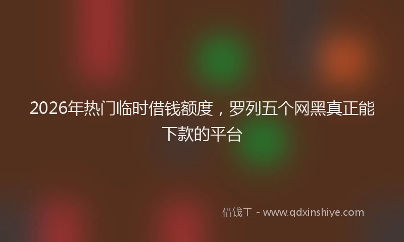 2026年热门临时借钱额度，罗列五个网黑真正能下款的平台