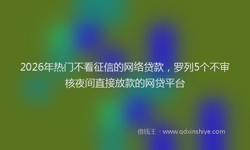 2026年热门不看征信的网络贷款，罗列5个不审核夜间直接放款的网贷平台