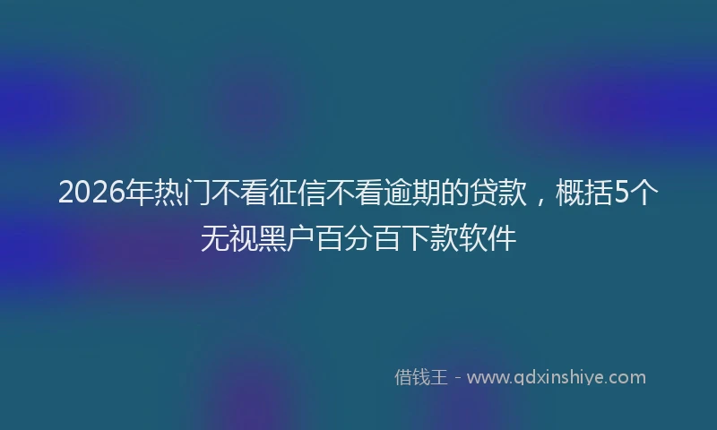2026年热门不看征信不看逾期的贷款，概括5个无视黑户百分百下款软件