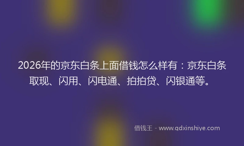 2026年的京东白条上面借钱怎么样有：京东白条取现、闪用、闪电通、拍拍贷、闪银通等。