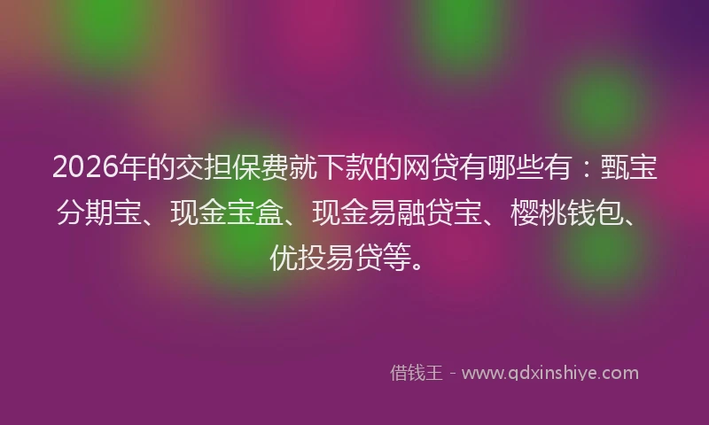 2026年的交担保费就下款的网贷有哪些有：甄宝分期宝、现金宝盒、现金易融贷宝、樱桃钱包、优投易贷等。