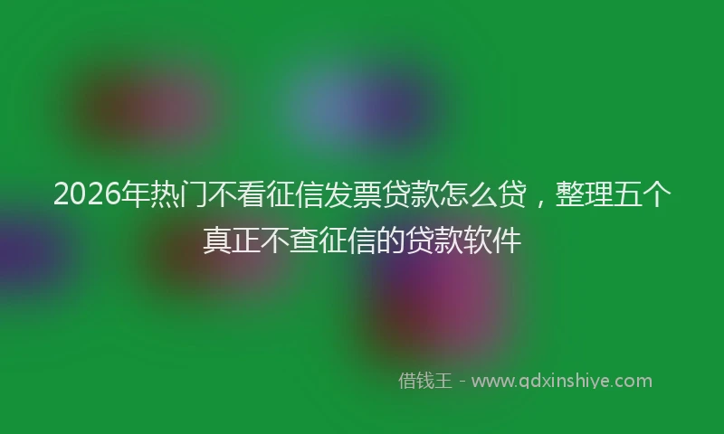 2026年热门不看征信发票贷款怎么贷，整理五个真正不查征信的贷款软件