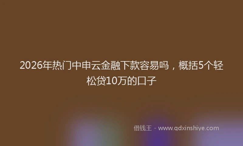 2026年热门中申云金融下款容易吗，概括5个轻松贷10万的口子
