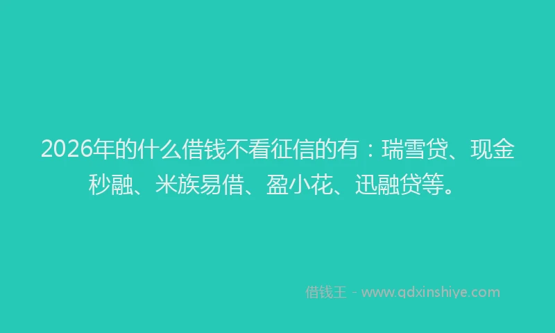 2026年的什么借钱不看征信的有：瑞雪贷、现金秒融、米族易借、盈小花、迅融贷等。