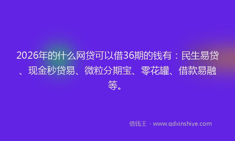 2026年的什么网贷可以借36期的钱有：民生易贷、现金秒贷易、微粒分期宝、零花罐、借款易融等。