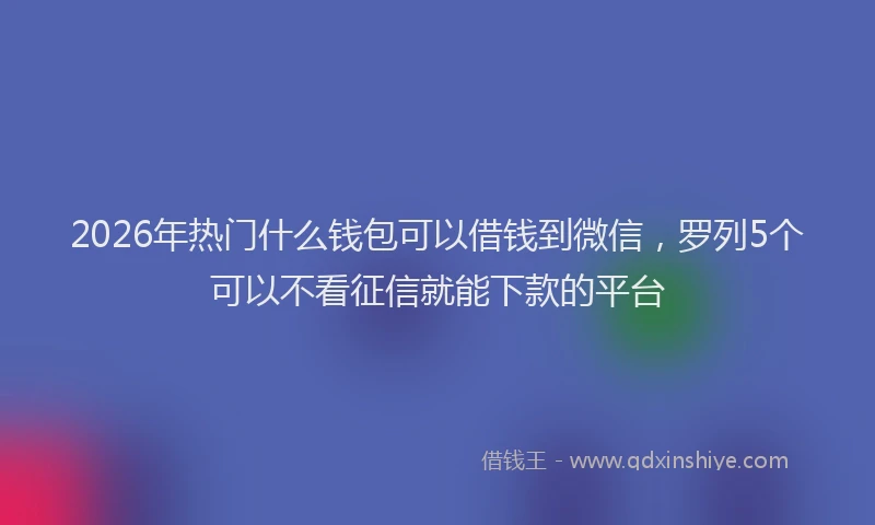 2026年热门什么钱包可以借钱到微信，罗列5个可以不看征信就能下款的平台