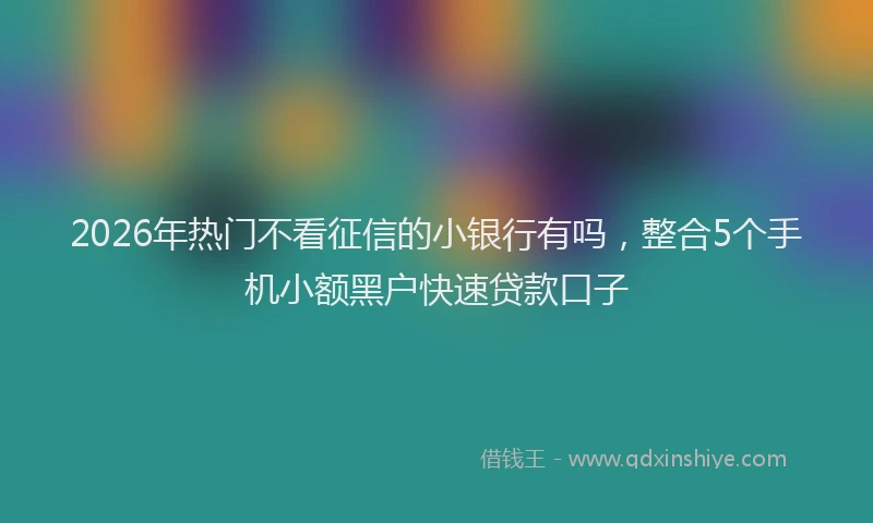 2026年热门不看征信的小银行有吗，整合5个手机小额黑户快速贷款口子