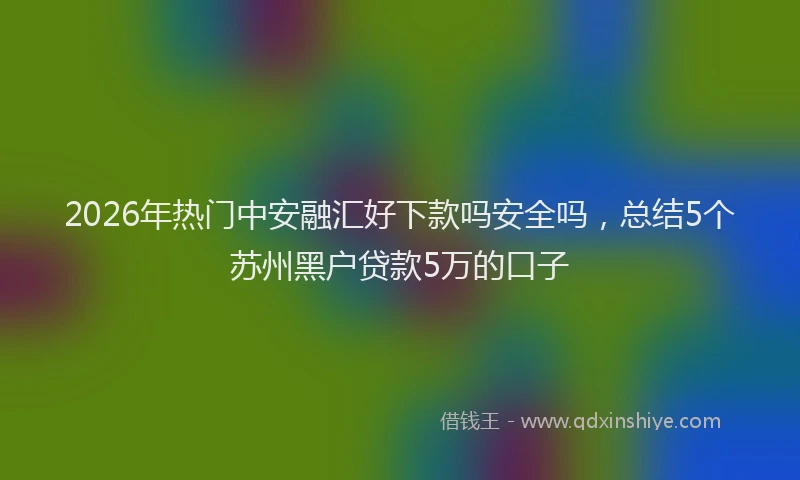 2026年热门中安融汇好下款吗安全吗，总结5个苏州黑户贷款5万的口子