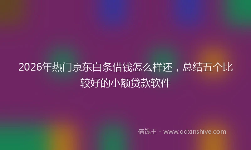 2026年热门京东白条借钱怎么样还，总结五个比较好的小额贷款软件