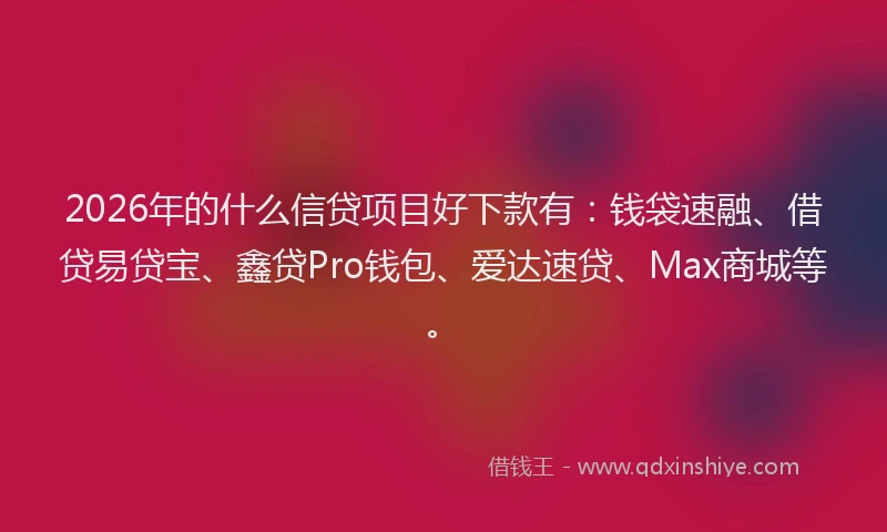 2026年的什么信贷项目好下款有：钱袋速融、借贷易贷宝、鑫贷Pro钱包、爱达速贷、Max商城等。