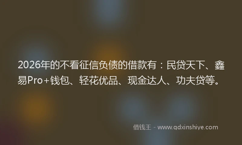 2026年的不看征信负债的借款有：民贷天下、鑫易Pro+钱包、轻花优品、现金达人、功夫贷等。