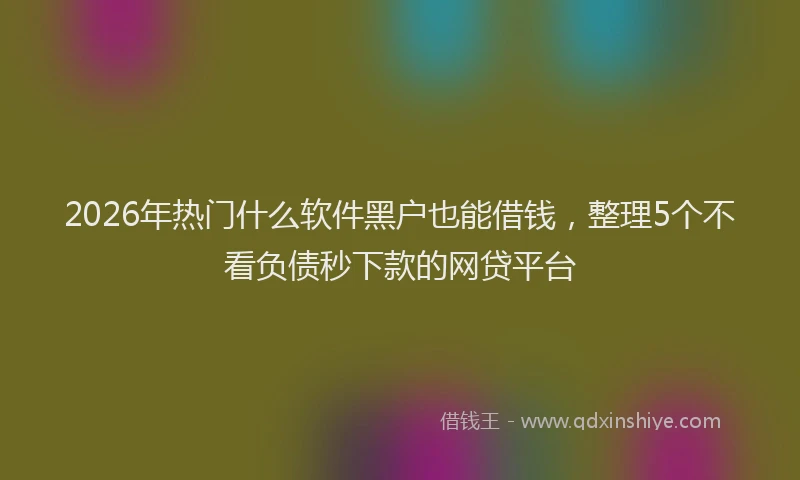 2026年热门什么软件黑户也能借钱，整理5个不看负债秒下款的网贷平台