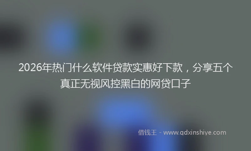 2026年热门什么软件贷款实惠好下款，分享五个真正无视风控黑白的网贷口子