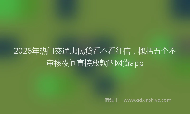 2026年热门交通惠民贷看不看征信，概括五个不审核夜间直接放款的网贷app