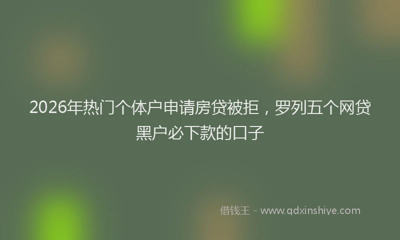 2026年热门个体户申请房贷被拒，罗列五个网贷黑户必下款的口子