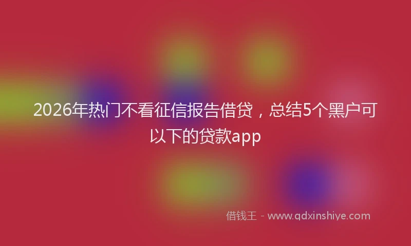 2026年热门不看征信报告借贷，总结5个黑户可以下的贷款app