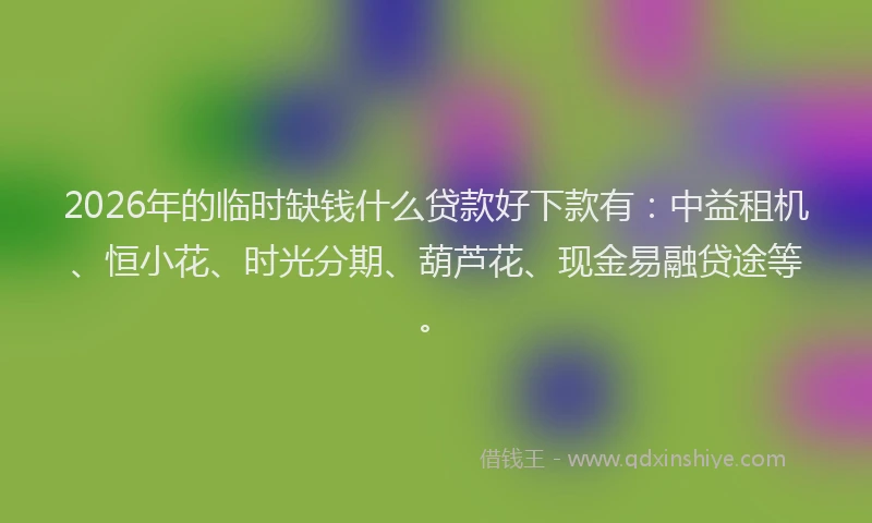 2026年的临时缺钱什么贷款好下款有：中益租机、恒小花、时光分期、葫芦花、现金易融贷途等。