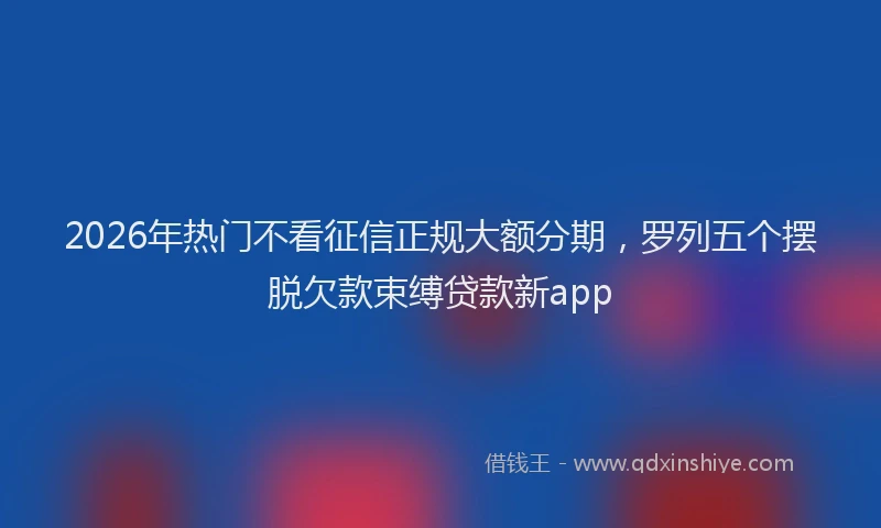 2026年热门不看征信正规大额分期，罗列五个摆脱欠款束缚贷款新app