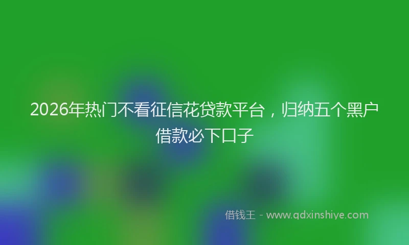 2026年热门不看征信花贷款平台，归纳五个黑户借款必下口子