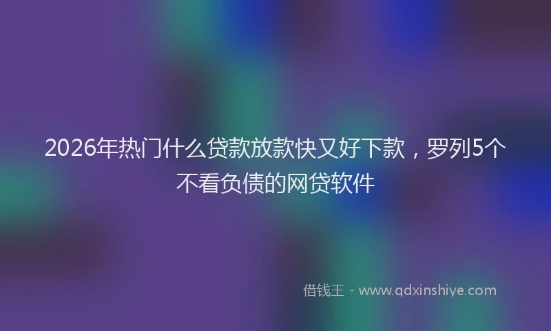 2026年热门什么贷款放款快又好下款，罗列5个不看负债的网贷软件