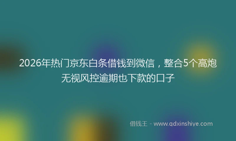 2026年热门京东白条借钱到微信，整合5个高炮无视风控逾期也下款的口子