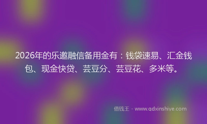 2026年的乐邀融信备用金有：钱袋速易、汇金钱包、现金快贷、芸豆分、芸豆花、多米等。