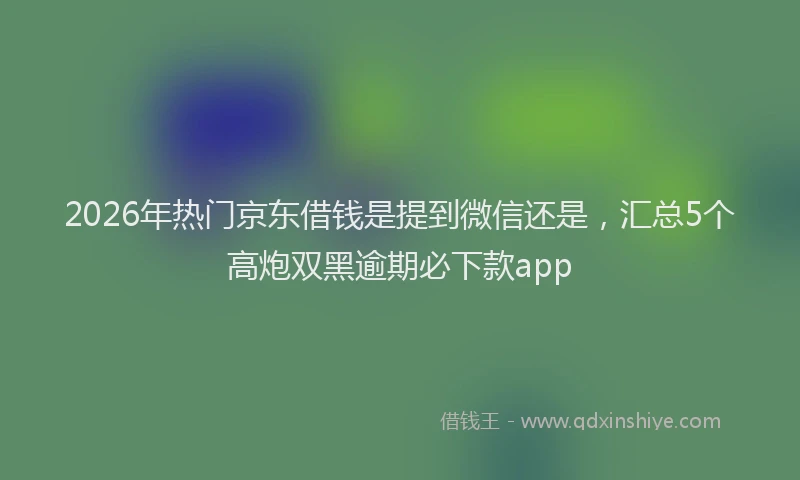 2026年热门京东借钱是提到微信还是，汇总5个高炮双黑逾期必下款app