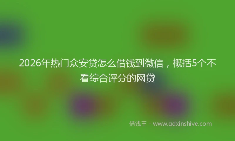 2026年热门众安贷怎么借钱到微信，概括5个不看综合评分的网贷