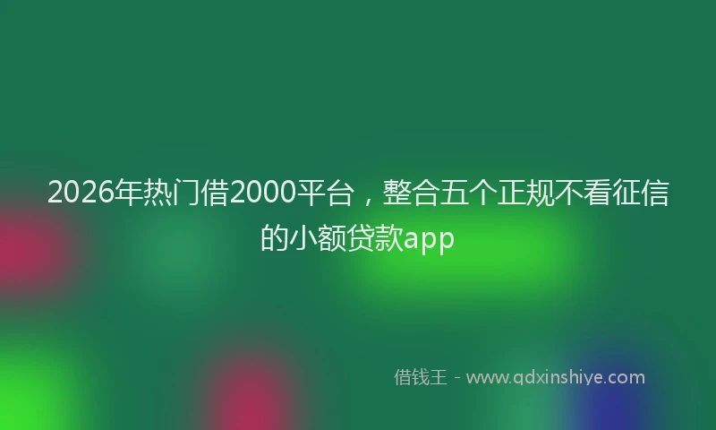 2026年热门借2000平台，整合五个正规不看征信的小额贷款app