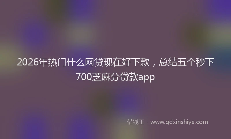 2026年热门什么网贷现在好下款，总结五个秒下700芝麻分贷款app