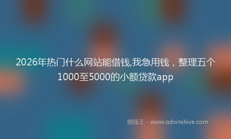 2026年热门什么网站能借钱,我急用钱，整理五个1000至5000的小额贷款app